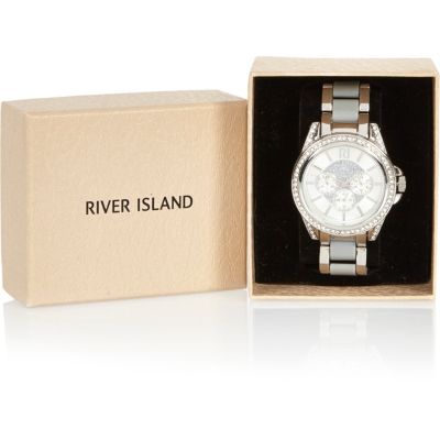 Silver tone chunky embellished watch